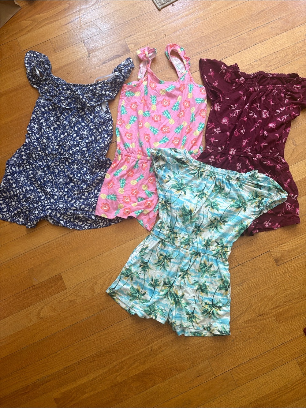 Bundle 5 Girls' Romper Pack - Purple, Pineapple, Teal , Navy & Burgundy Styles